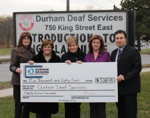 DRAR cheque presentation to Durham Deaf Services 