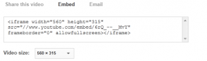 Getting the embed code for a YouTube video