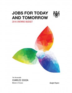 2016 Budget- Jobs for Today and Tomorrow, Cover Page