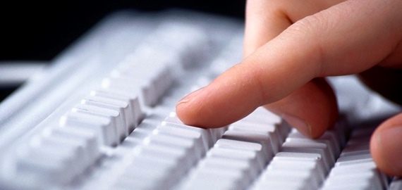 finger on keyboard